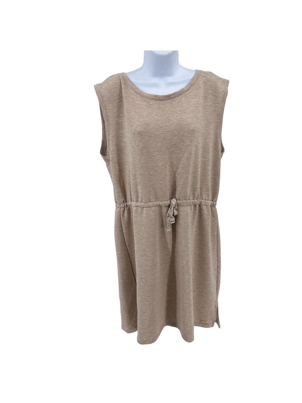 Calvin Klein TShirt Dress WMNS L Tan Sleeveless Soft Stretch Neutral Minimalist